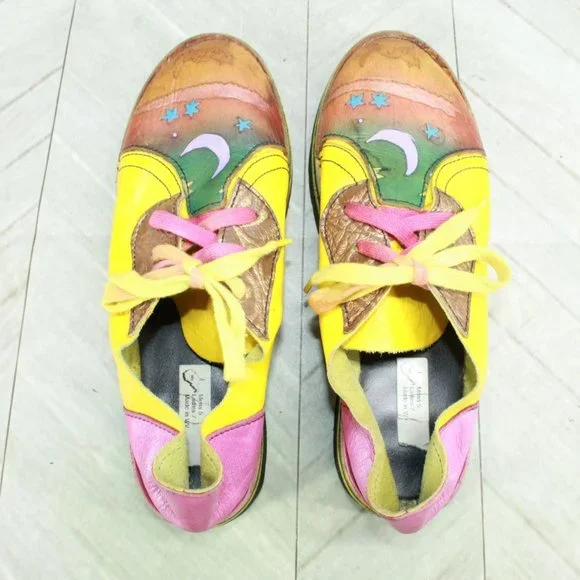 *Unbranded Unisex Multicolor Leather Slip On Lace Up Casual Oxford Shoes Size 7 - Picture 7 of 9